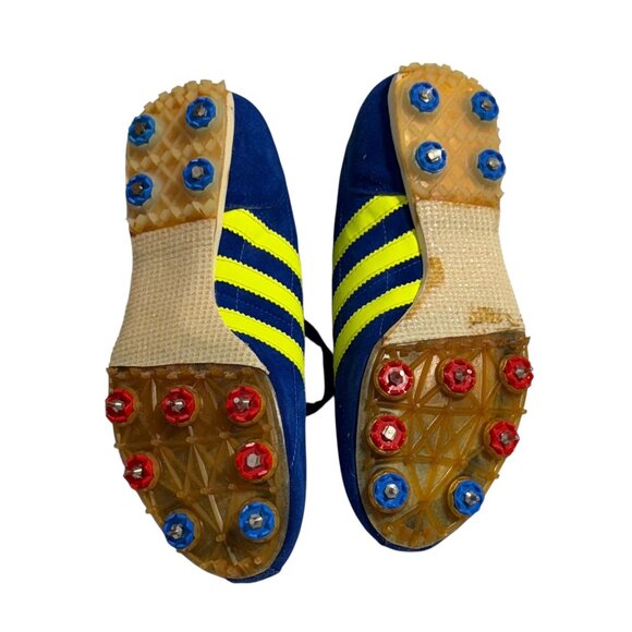 Vintage  70's Adidas 5202 adiSTAR 2000 Soccer Cleats 7.5 Blue/Yellow Unworn Rare - Picture 9 of 16